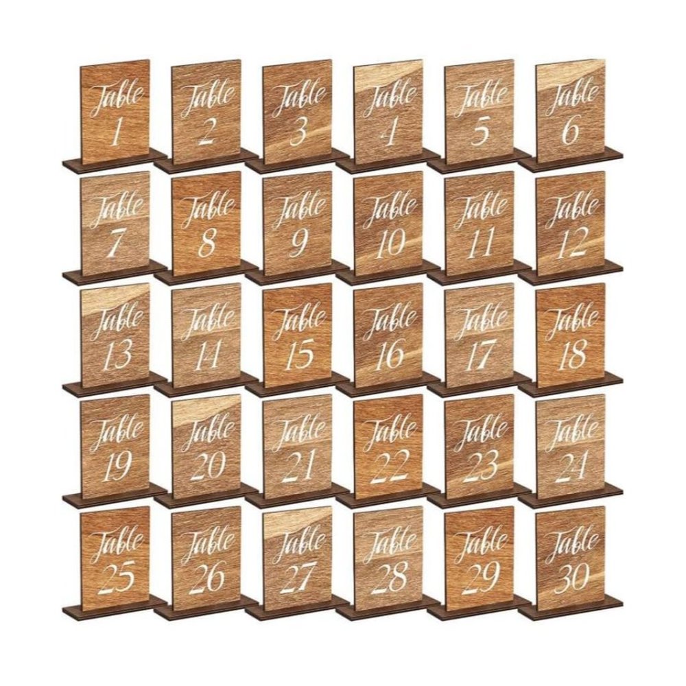 1-30 count Wood Table Numbers with bases Rustic Wedding Dining Decor ~ New